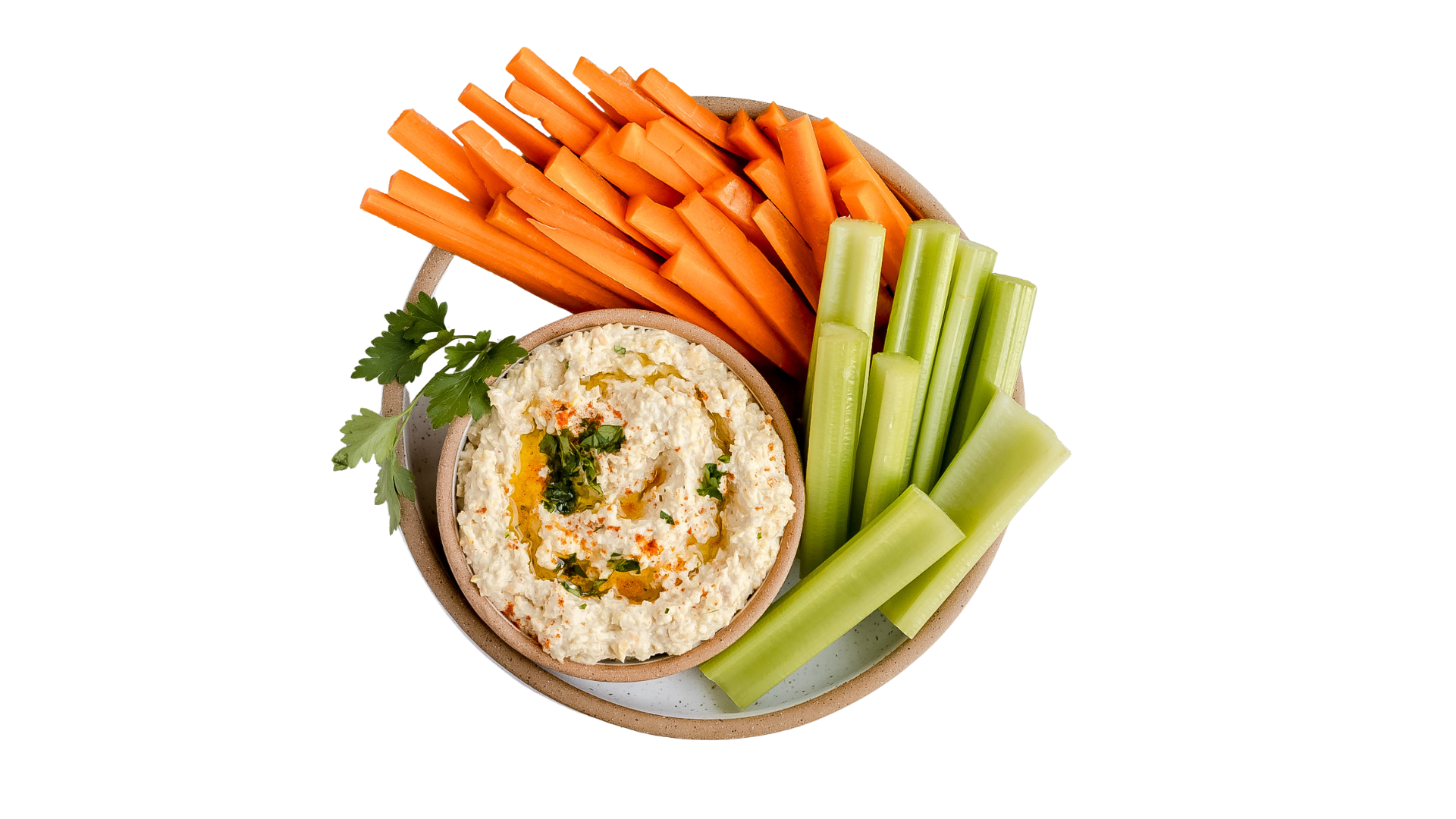 Fresh vegetable platter with dip